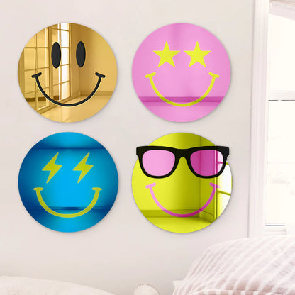 Happy Face with Cool Sunglasses 3D Mirror Wall Art