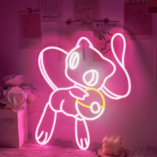 Pokemon Mew Neon Sign Cute Girls' Dream Room Decoration