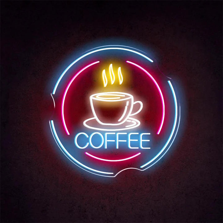 Coffee Circle Business Neon Sign
