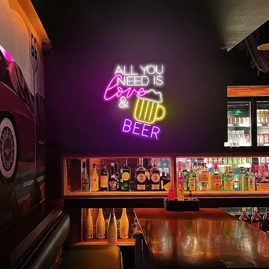 All You Need Is Love And Beer Bar Neon Sign