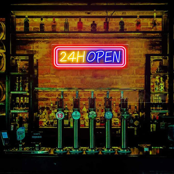 24H Open Bar Neon Sign