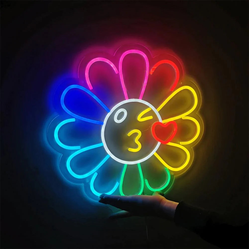 Takashi Murakami Flower Anime Neon Sign Sunflower Room Led Neon Light