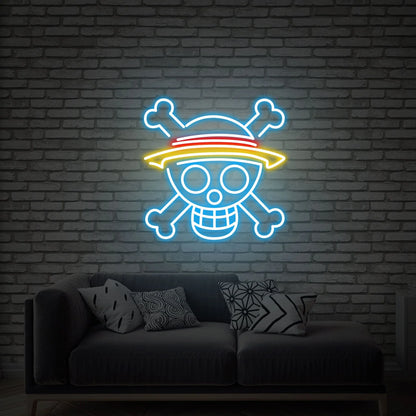 One Piece Skull Anime Neon Sign Skull Head LED Light Wall Decor
