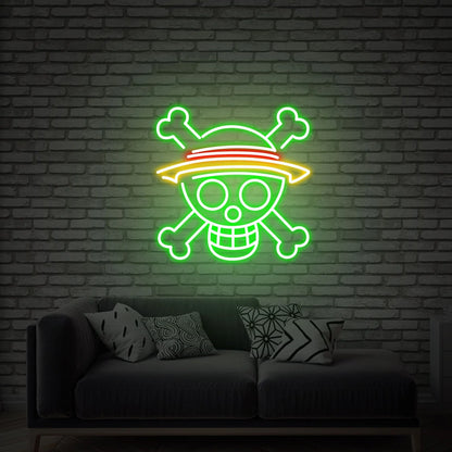 One Piece Skull Anime Neon Sign Skull Head LED Light Wall Decor