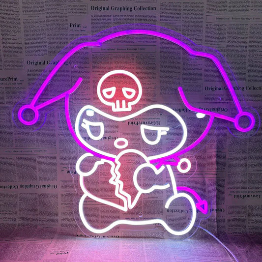Kuromi Neon Sign with Broken Heart