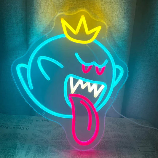 Neon Sign King Boo Neon Sign Ghost Neon Light for Game Room Bedroom