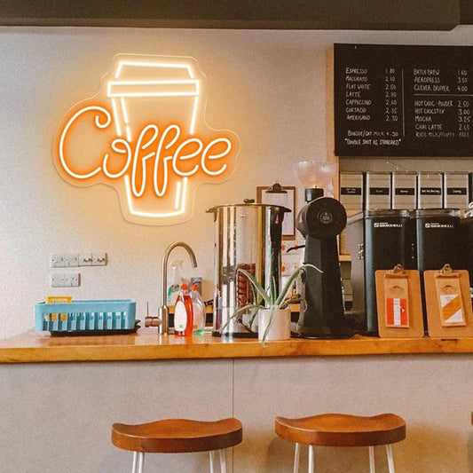 Orange Coffee Business Neon Sign