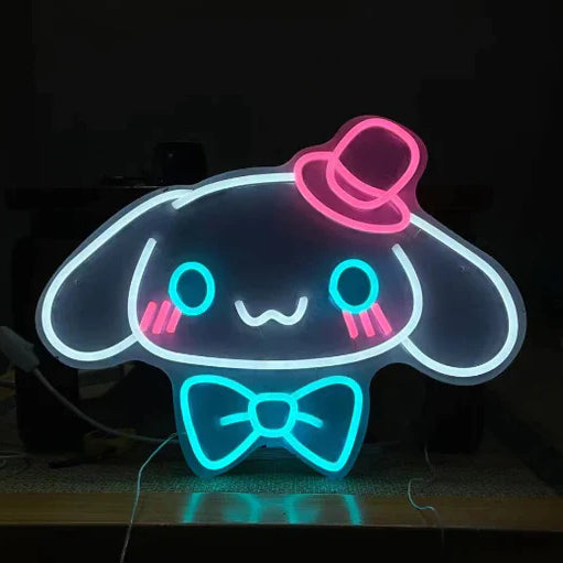 Cinnamoroll Neon Sign Light with a Hat Cute LED Neon for Kids Bedroom for Christams Gift