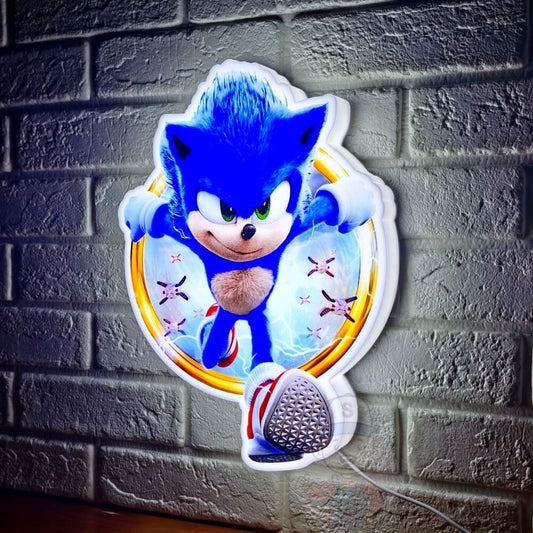 Sonic the Hedgehog 3D Printed LED Lightbox Sign | Wall Art | Decorative Fan Cave