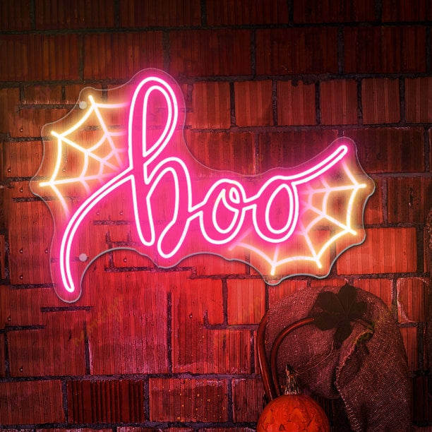 Boo Spider web Neon Sign, Halloween Neon Sign Happy Halloween Halloween Pumpkin Neon Sign Halloween Decor Sign Gifts For Kids