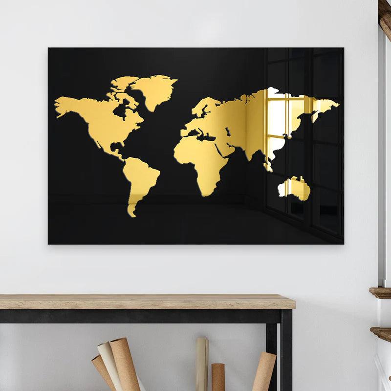 World Map Mirror Wall Decor - FYLZGO Signs