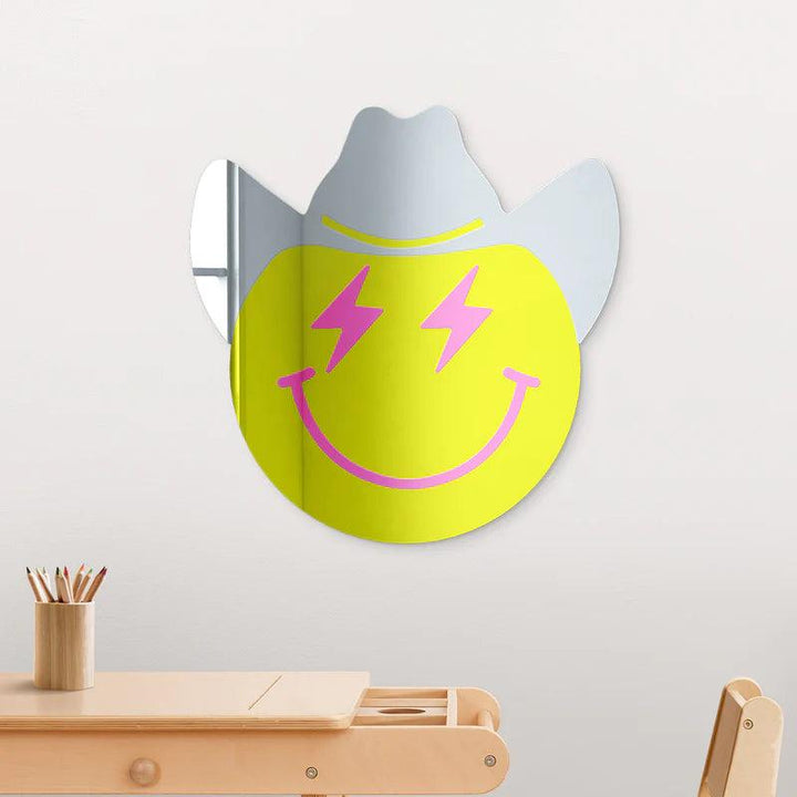 Happy Face with Cowboy Hat and Lightning Bolt Eyes - FYLZGO Signs