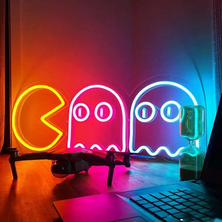 PAC-MAN Chasing Ghosts Neon Signs - FYLZGO Signs