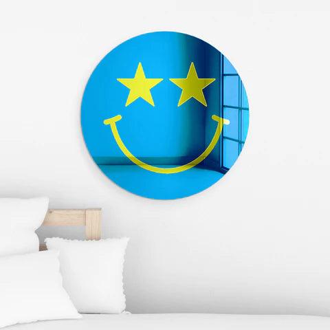 Happy Face with Starry Eyes Mirror Art Wall Decor - FYLZGO Signs