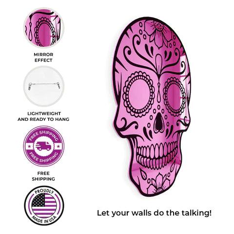 Day of the Dead Skull Mirror Wall Decor - FYLZGO Signs