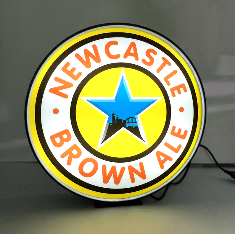 Brown Ale New Castle 3D printed lightbox logo led light box Bar Sign