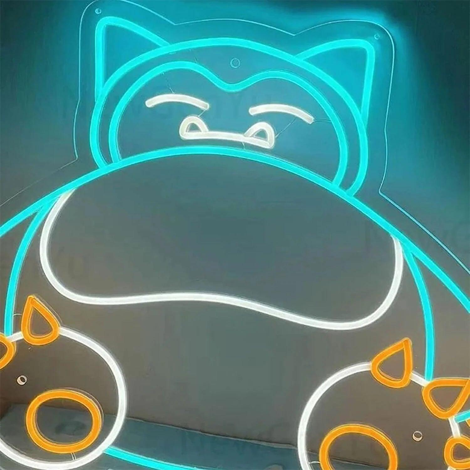 Pokemon Snorlax Relaxed Neon Sign Cute Gift - FYLZGO Signs