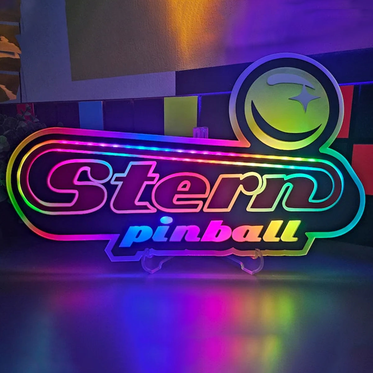 Pinball Logo Sign w/ Changeable Animation Light | Led - Neon Game Room Wall, Desk & Shelf Art