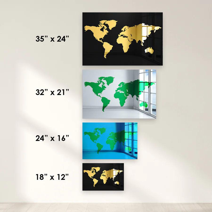 World Map Mirror Wall Decor - FYLZGO Signs