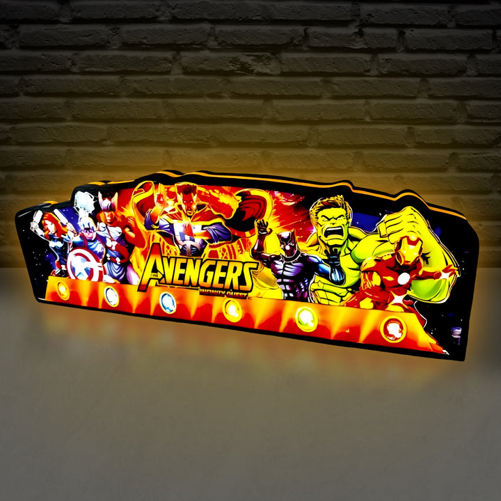 New Arrival Avengers Infinity Quest pinball topper 3D printed lightbox art Marvel LED, Dimmable, and USB powered