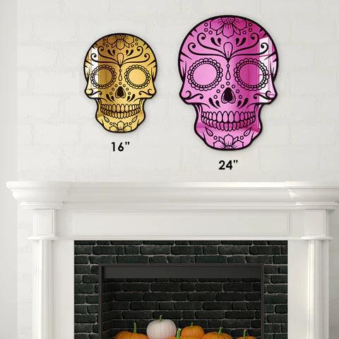 Day of the Dead Skull Mirror Wall Decor - FYLZGO Signs