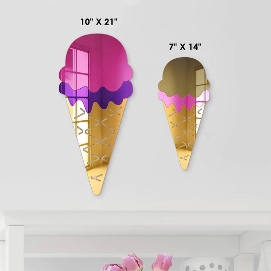 Double Scoop Ice Cream Cone Mirror Art Wall Decor - FYLZGO Signs