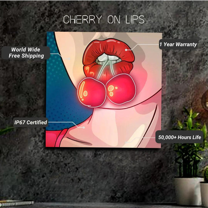 Cherry On Lips UV Neon Art - FYLZGO Signs