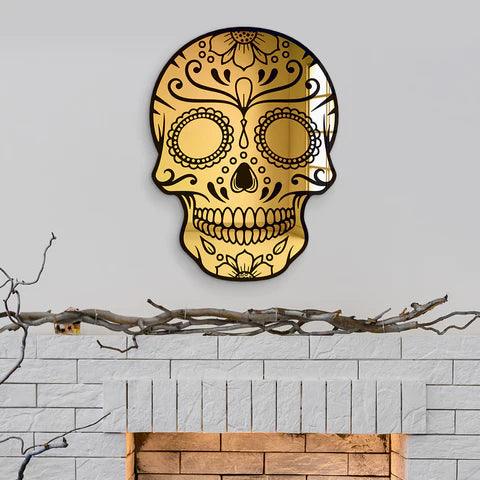 Day of the Dead Skull Mirror Wall Decor - FYLZGO Signs