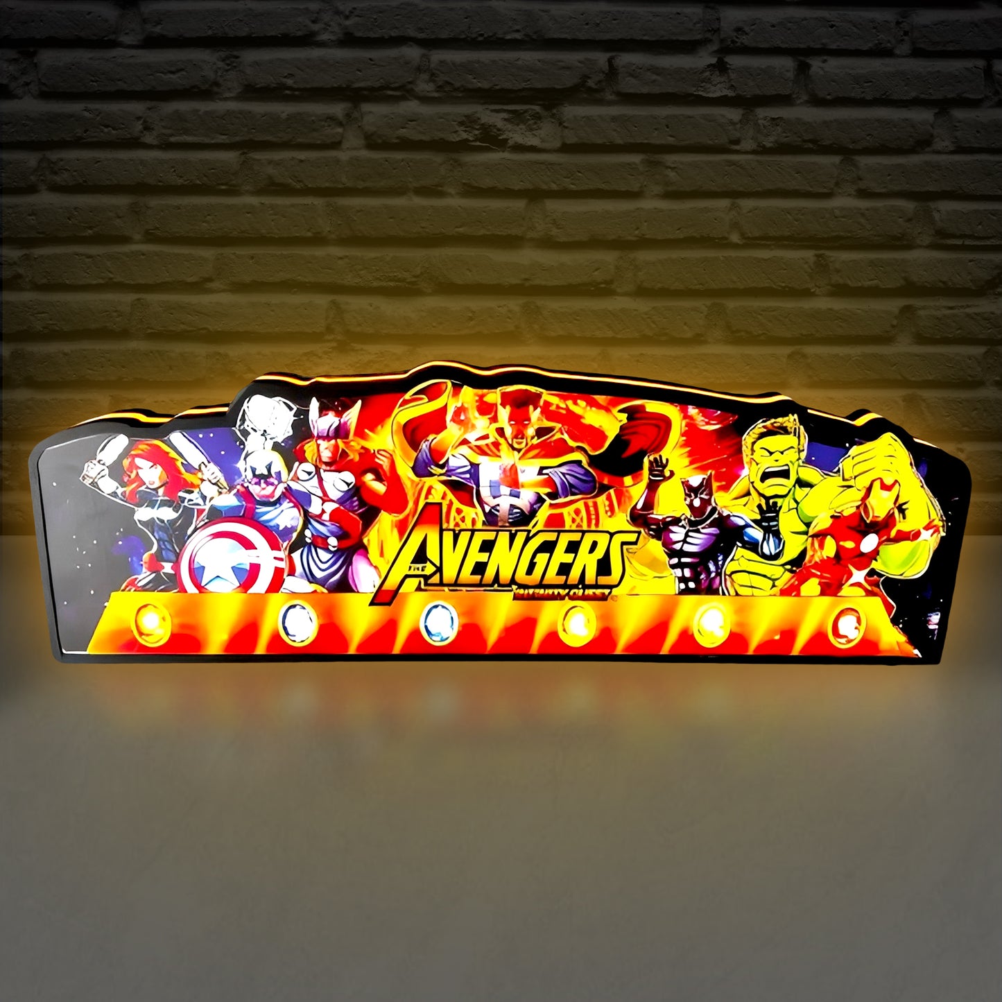 New Arrival Avengers Infinity Quest pinball topper 3D printed lightbox art Marvel LED, Dimmable, and USB powered