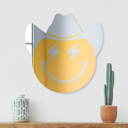 Happy Face with Cowboy Hat and Lightning Bolt Eyes - FYLZGO Signs