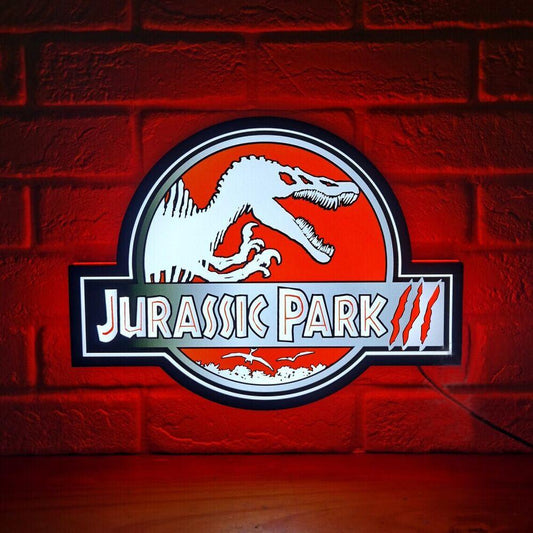 Jurassic Park 3 Light Box 3D Printed Fully Dimmable with Extra Long USB Cable - FYLZGO Signs