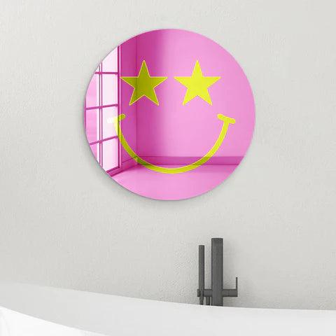 Happy Face with Starry Eyes Mirror Art Wall Decor - FYLZGO Signs