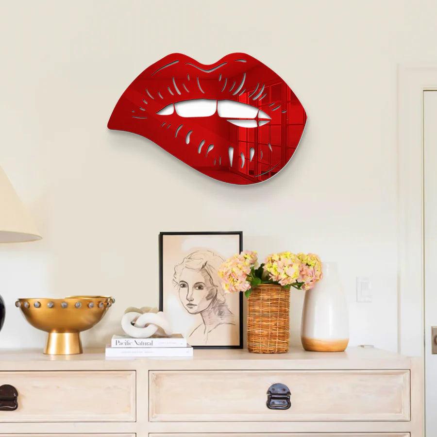 Biting Lips Mirror Art Wall Decor - FYLZGO Signs