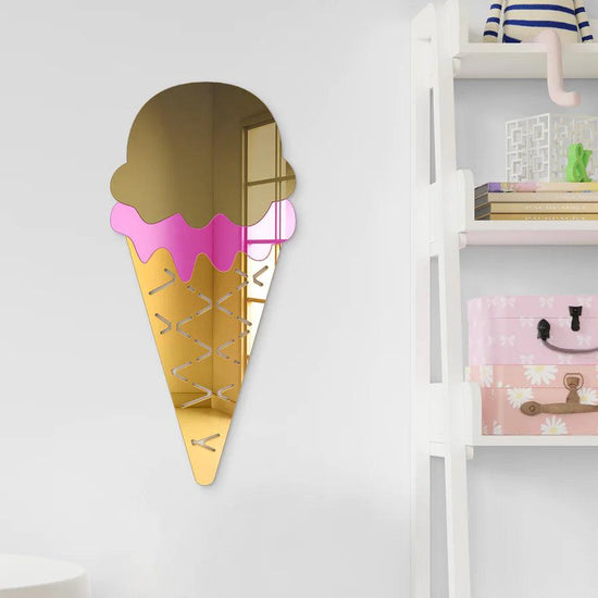 Double Scoop Ice Cream Cone Mirror Art Wall Decor - FYLZGO Signs