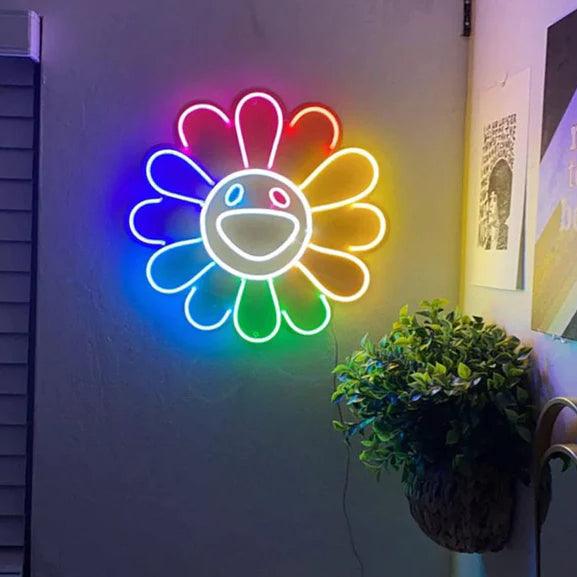 Takashi Murakami Flower Anime Neon Sign Sunflower Room Led Neon Light - FYLZGO Signs