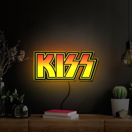 KISS Logo LED Lightbox Rock the Night with Legendary Band Powered by USB - FYLZGO Signs