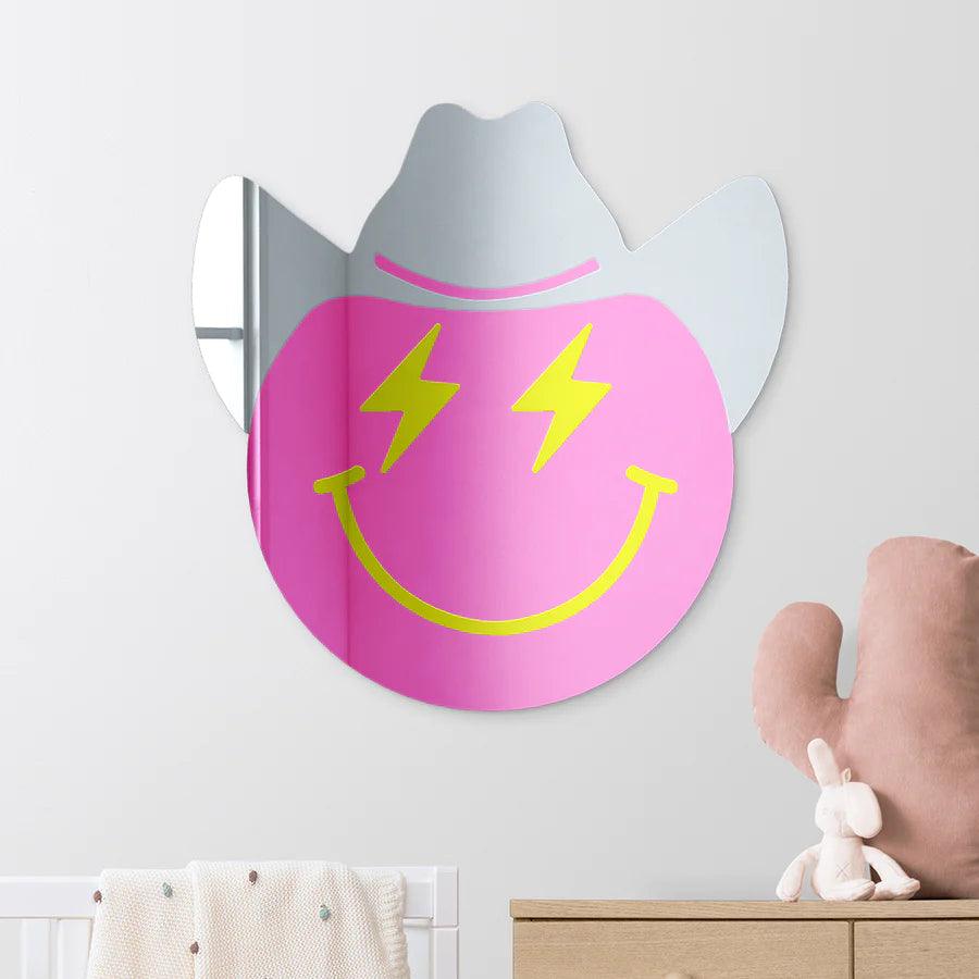 Happy Face with Cowboy Hat and Lightning Bolt Eyes - FYLZGO Signs