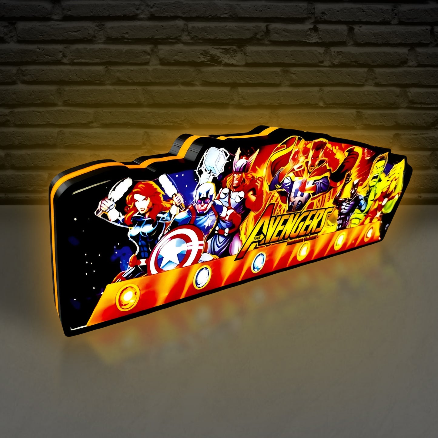 New Arrival Avengers Infinity Quest pinball topper 3D printed lightbox art Marvel LED, Dimmable, and USB powered