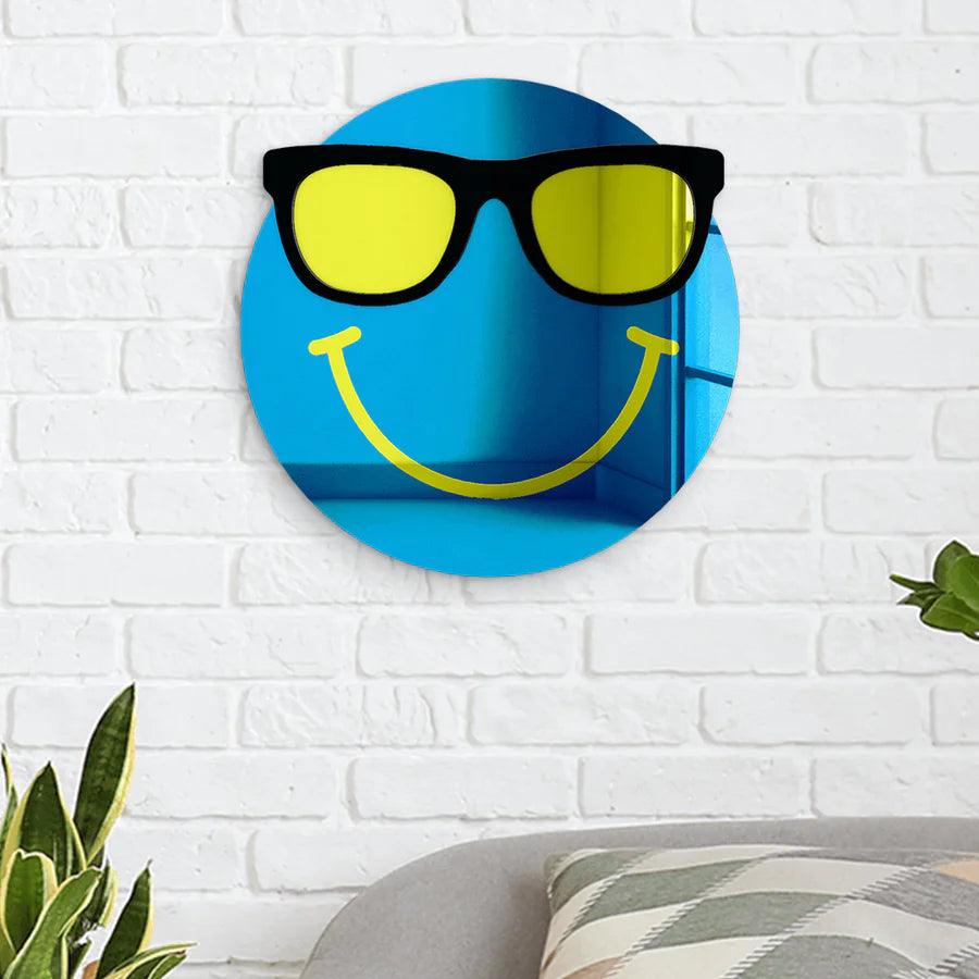 Happy Face with Cool Sunglasses 3D Mirror Wall Art - FYLZGO Signs