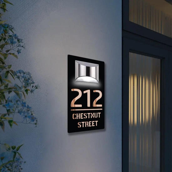 Personalized Solar House Number Sign Outdoor Street Name LED Modern House Signs