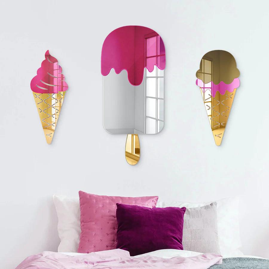 Double Scoop Ice Cream Cone Mirror Art Wall Decor - FYLZGO Signs