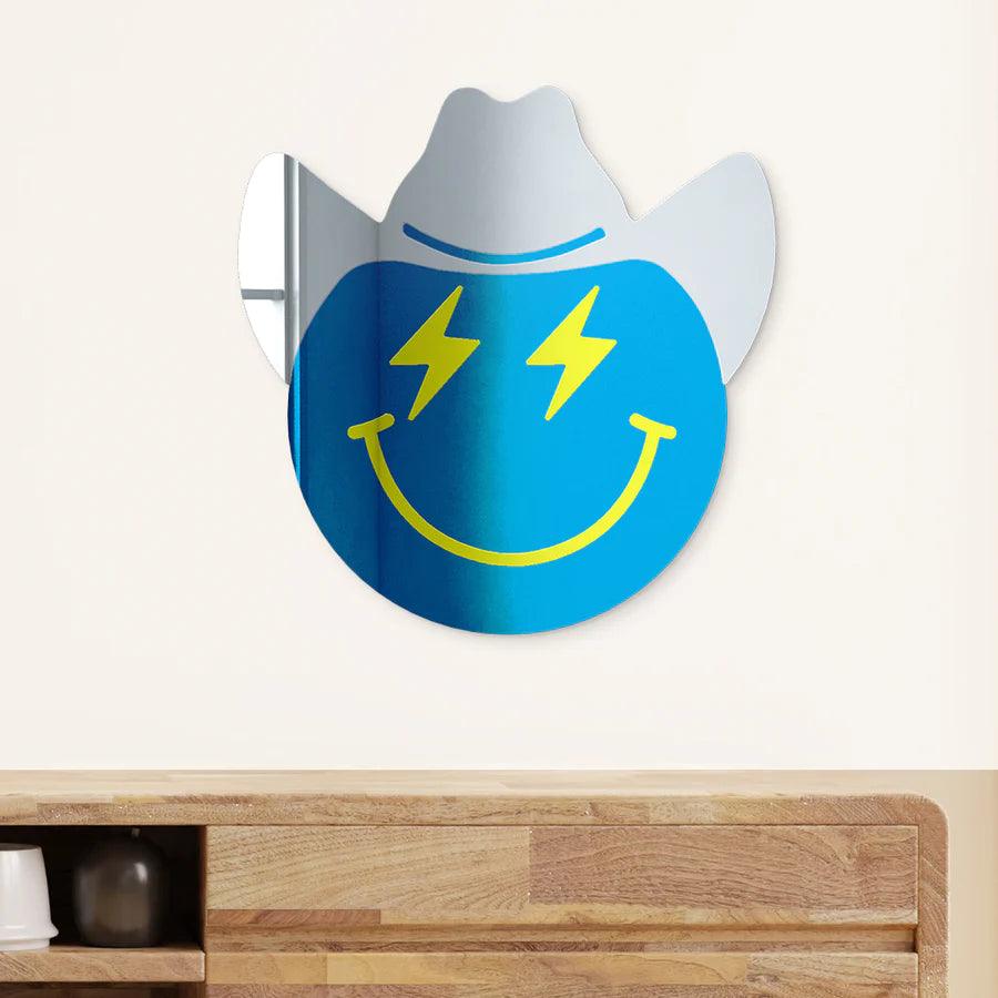 Happy Face with Cowboy Hat and Lightning Bolt Eyes - FYLZGO Signs