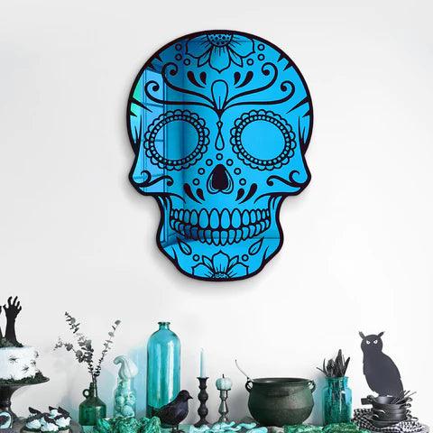 Day of the Dead Skull Mirror Wall Decor - FYLZGO Signs