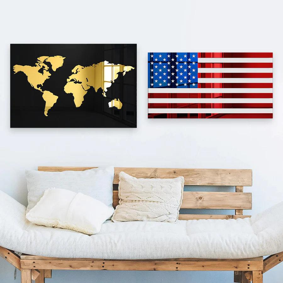 World Map Mirror Wall Decor - FYLZGO Signs