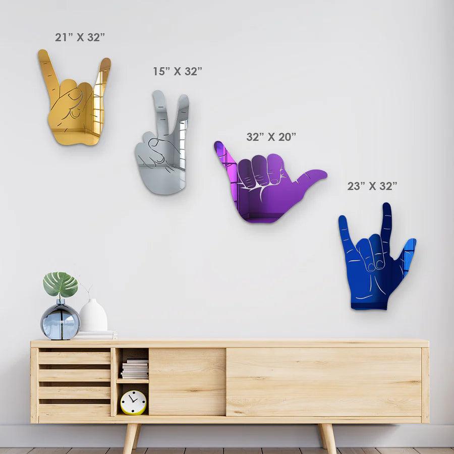 Bundle | 4-Piece Set of Rock On, Hang Loose, I Love You and Peace Sign Hand Silhouettes - FYLZGO Signs