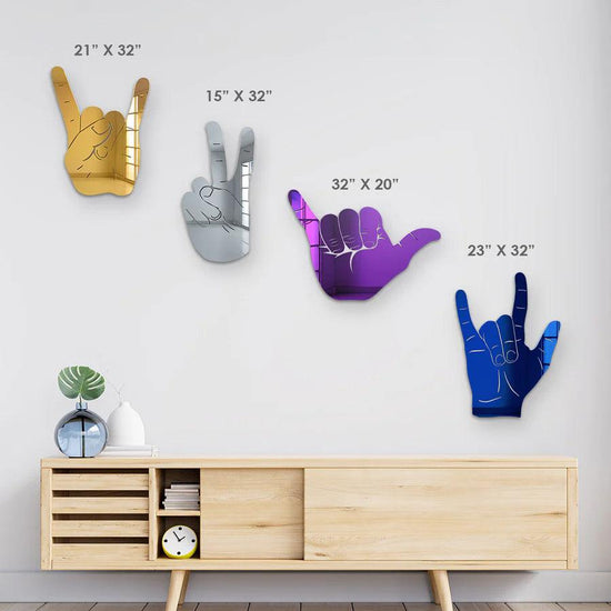 Bundle | 4-Piece Set of Rock On, Hang Loose, I Love You and Peace Sign Hand Silhouettes - FYLZGO Signs