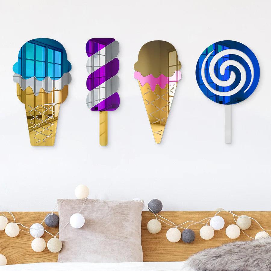 Double Scoop Ice Cream Cone Mirror Art Wall Decor - FYLZGO Signs