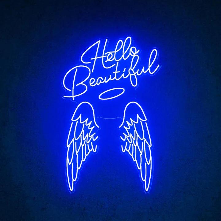 Hello Beautiful Angel Wings Beauty Salon Neon Sign - FYLZGO Signs