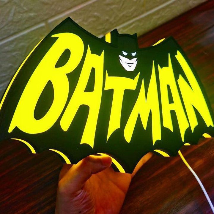 Vintage Batman 3D Printed LED Lightbox Sign Wall Art Decorative Fan Cave - FYLZGO Signs