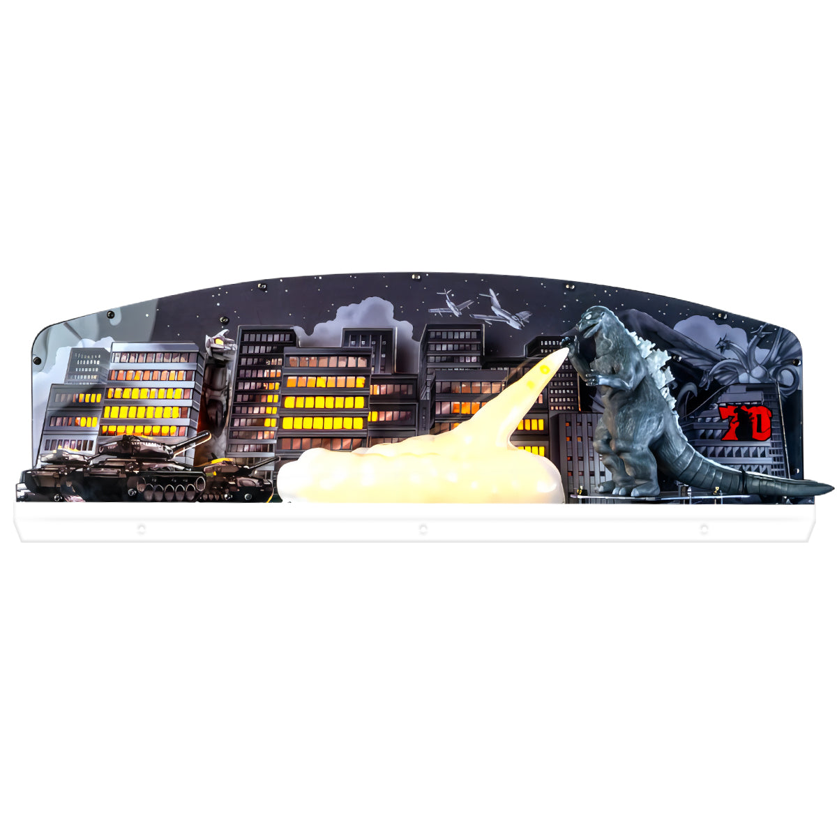 Godzilla 70th Anniversary Pinball Acrylic LED Topper, for Pinball Machine, Pinball Topper